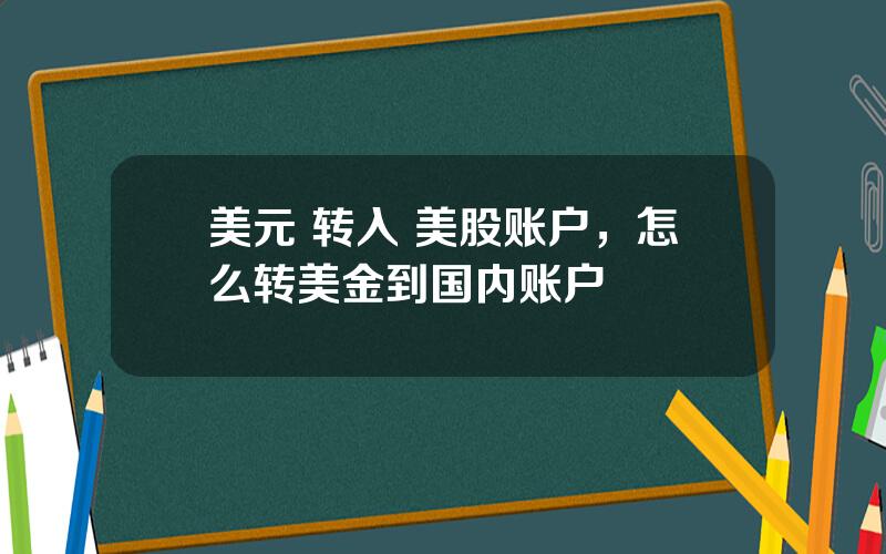 美元 转入 美股账户，怎么转美金到国内账户